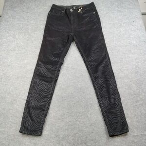 Ted Baker Jeans Womens 27 Black Classic Skinny‎ Animal Print Coated Metallic